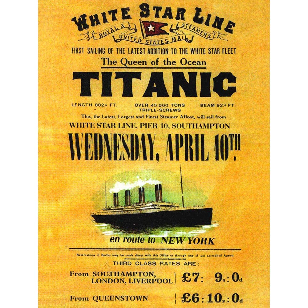 Wee Blue Coo Travel Transport Doomed Ocean Liner Titanic Queen White Star UK Unframed Wall Art Print Poster Home Decor Premium