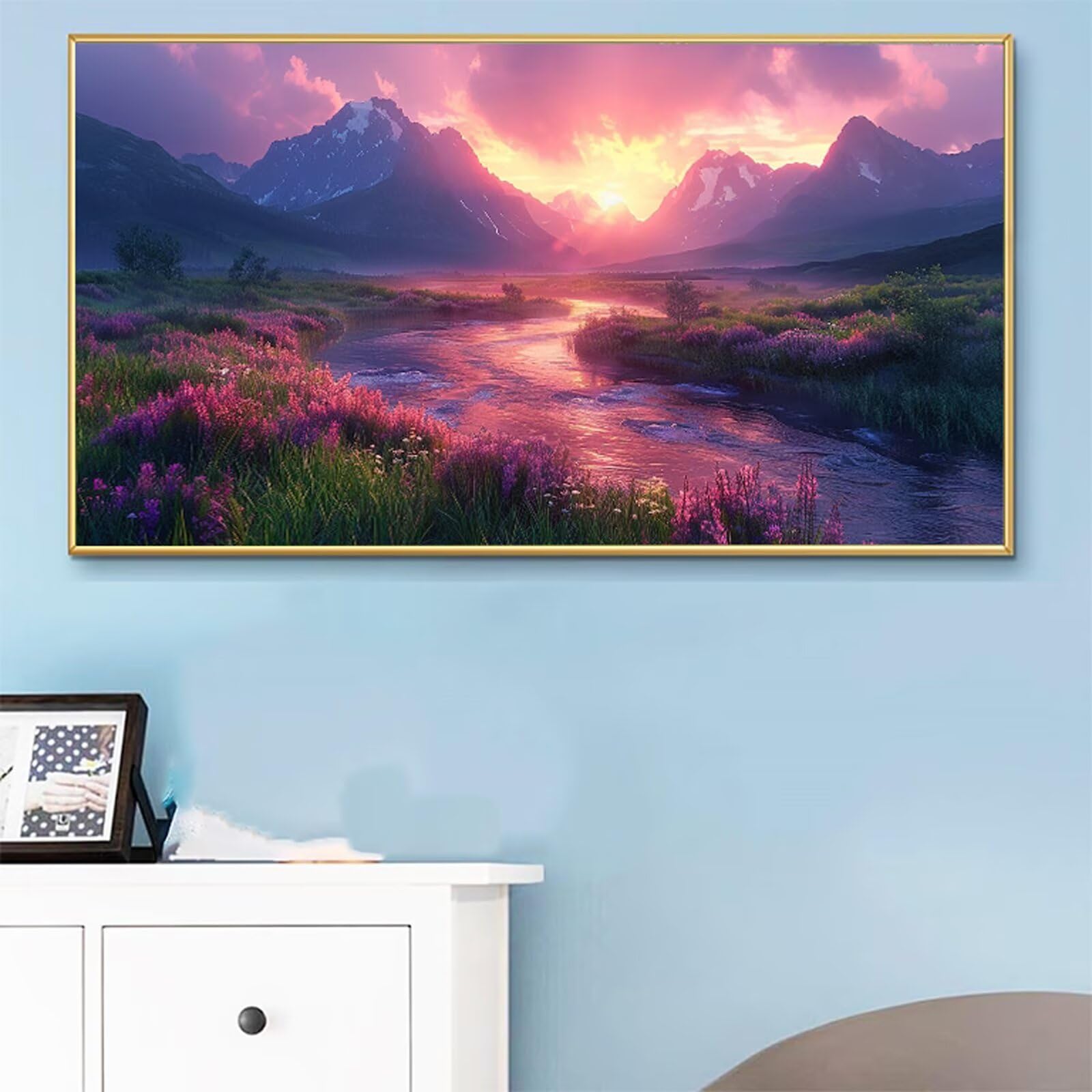 Pintar por Numeros 100x200cm Paisaje Pintar por Numeros Adultos Rosa Paint by Numbers Adult, Cuadros para Pintar con Pinceles y Pigmento, Manualidades Adultos para Decoración Pared (Sin Marco) RB-788