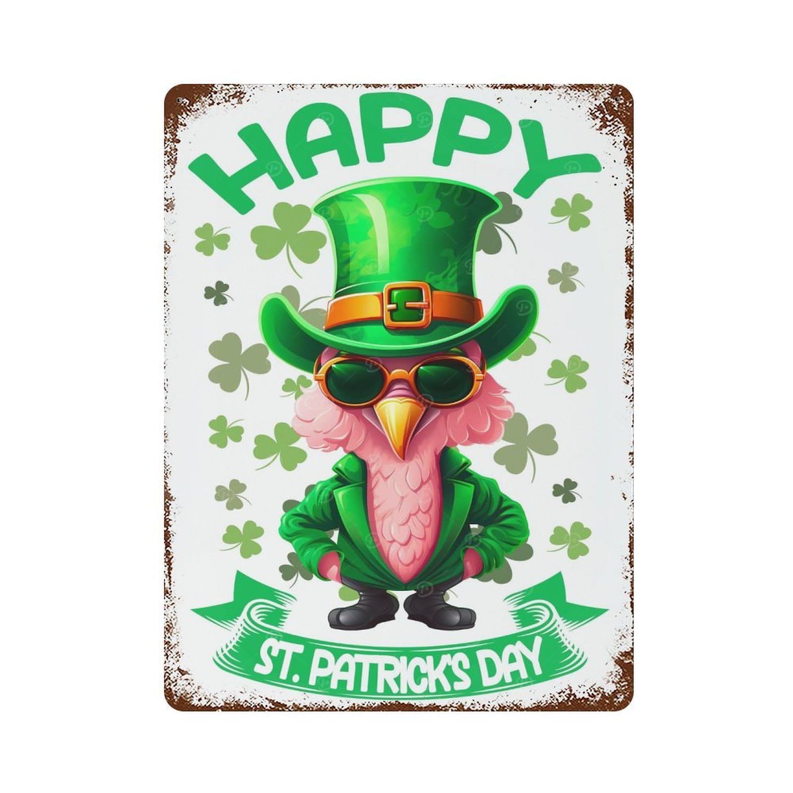 Flamingo Saint Patricks Rustic Tin Plaque 15.7"x11.8", Ideal for Shed, Workshop And Garage Wall Decor