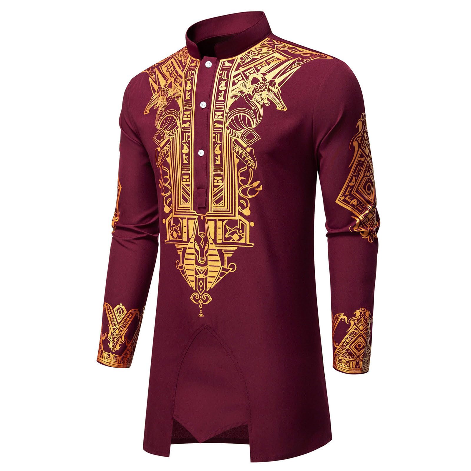 Uomo Middle East Thobe Con Pantaloni Alla Moda Costume Ricamo Stampa 2 Pezzi Vestibilità Normale Vestito Vestiti Costume Islamico Casual Loose Dubai Arab Caftano con Coulisse Elastico