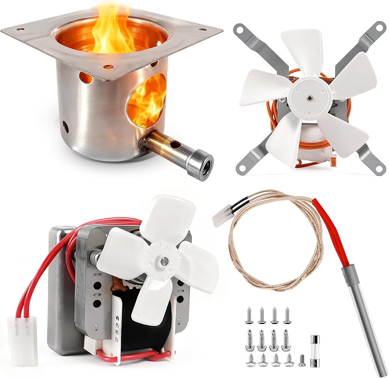 Kits de repuesto de piezas de parrillas de pellets de madera compatibles con Pit Boss, Traeger Camp Chef, parrillas de pellets Z Grills, olla para quemar fuego, encendedor Hot Rod, motor de barrena mejorado de 2,0 RPM, ventilador de inducción
