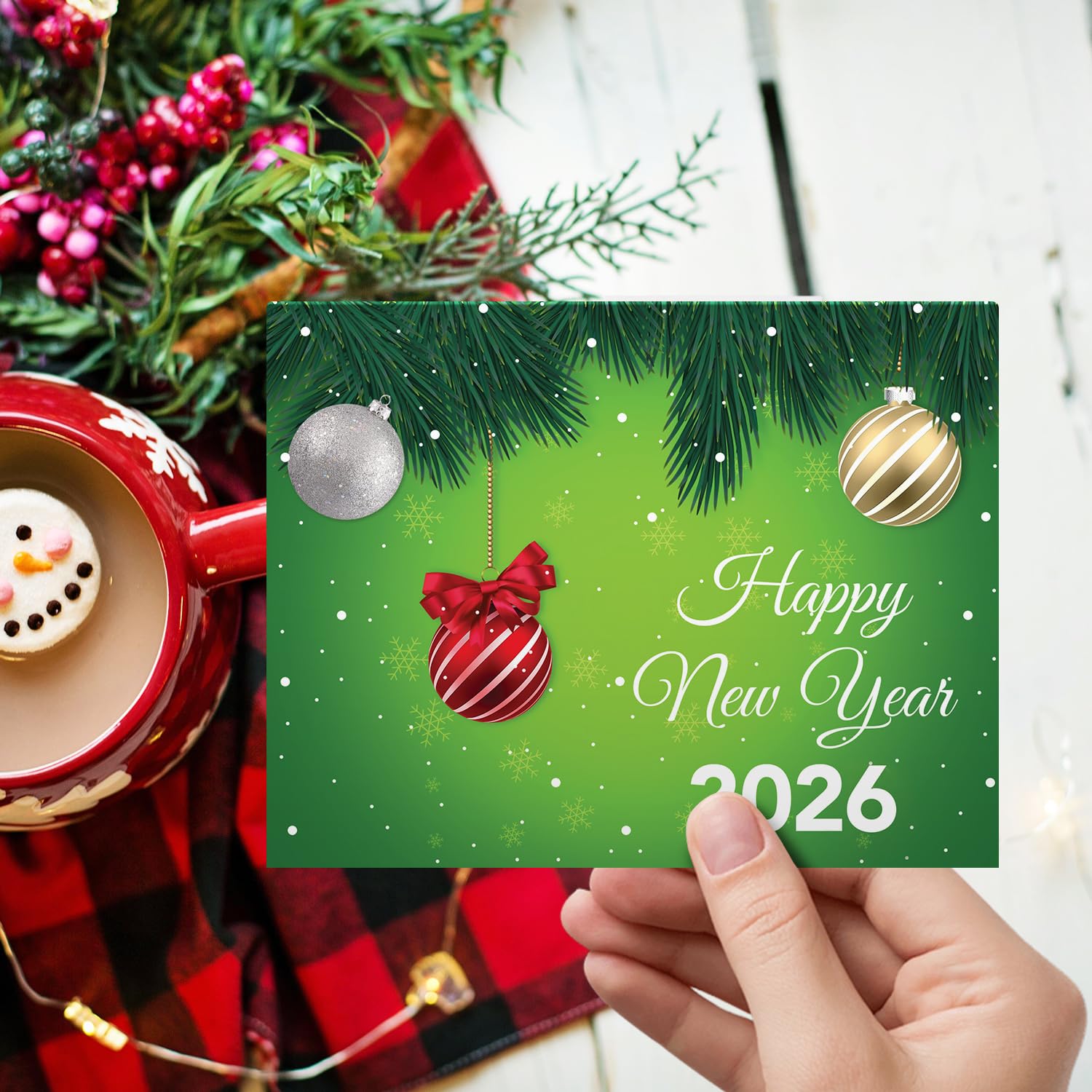 Superfine Printing Inc. 2018 Feliz Año Nuevo Tarjetas y sobres de 25 cartas y 25 sobres por paquete Tamaño de la tarjeta: 4 3/8" x 5 3/4"