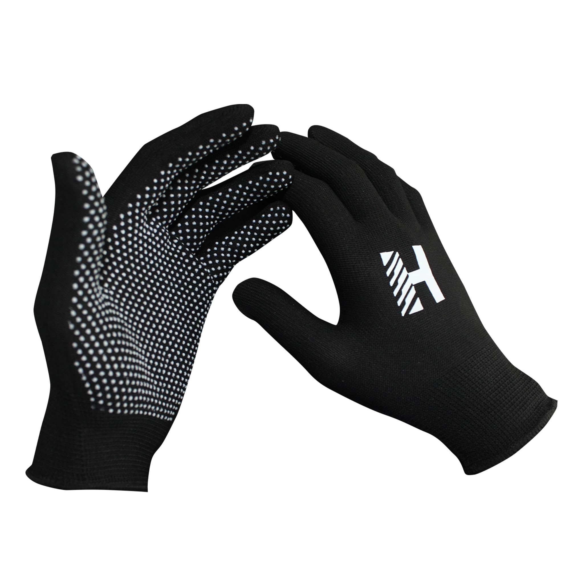 Heega Cotton Gloves with PVC Dotted for Tennis for Soft Ball Only (Black, 1 Pair)