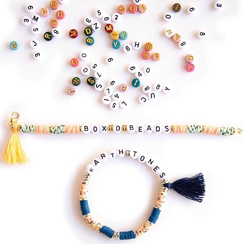 Miniatura 5 de Kit de fabricación de pulseras de cuentas de arcilla y cuentas de letras, 7000 cuentas heishi de arcilla y cuentas del alfabeto para hacer pulseras