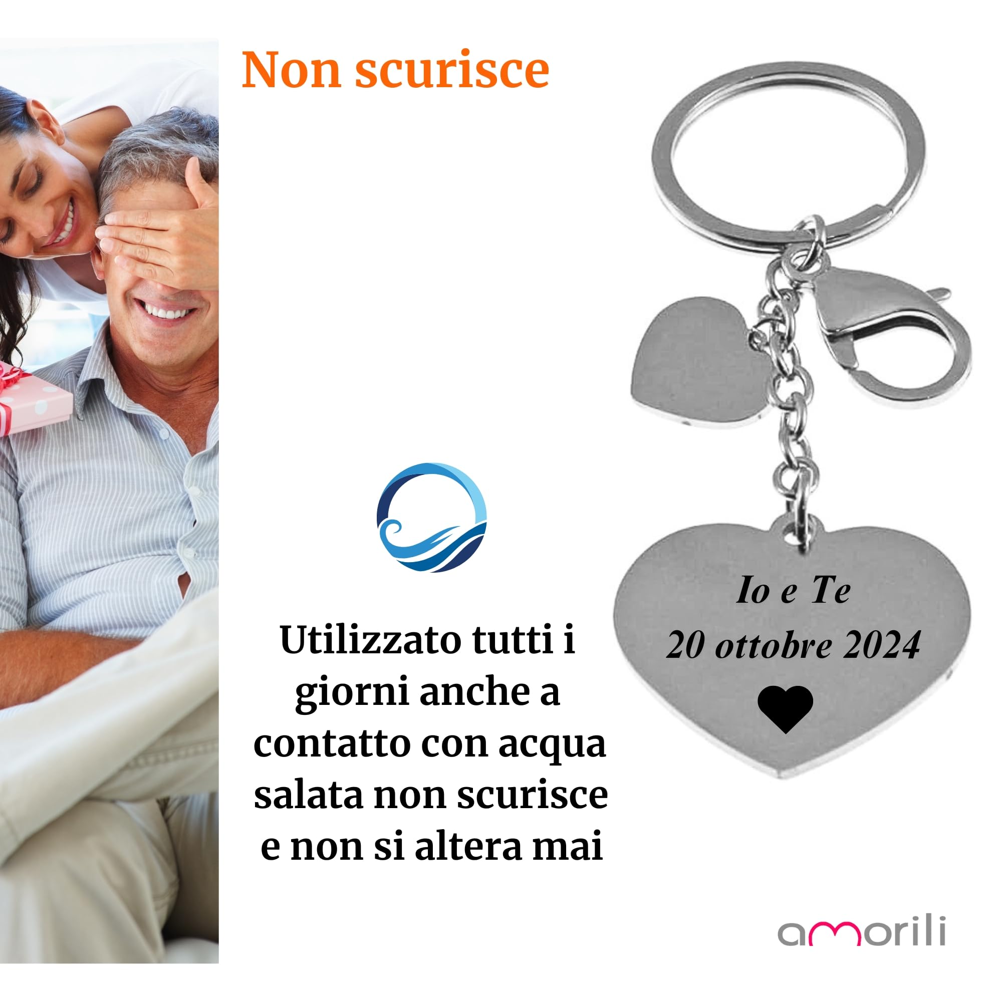 Portachiavi donna cuore personalizzabile con incisione prt0042