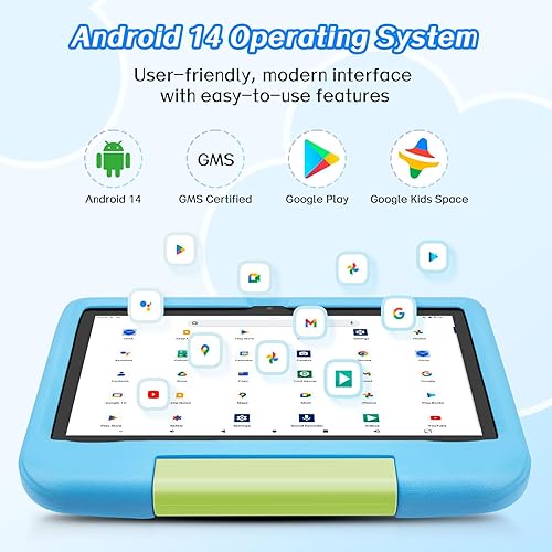 Miniatura 6 de paitanry Tablet Android 14 para niños  Tableta para niños de 10.1 pulgadas con funda EVA azul, Android 14, CPU A523 Octa-Core, 8GB+64GB, Wi-Fi 6