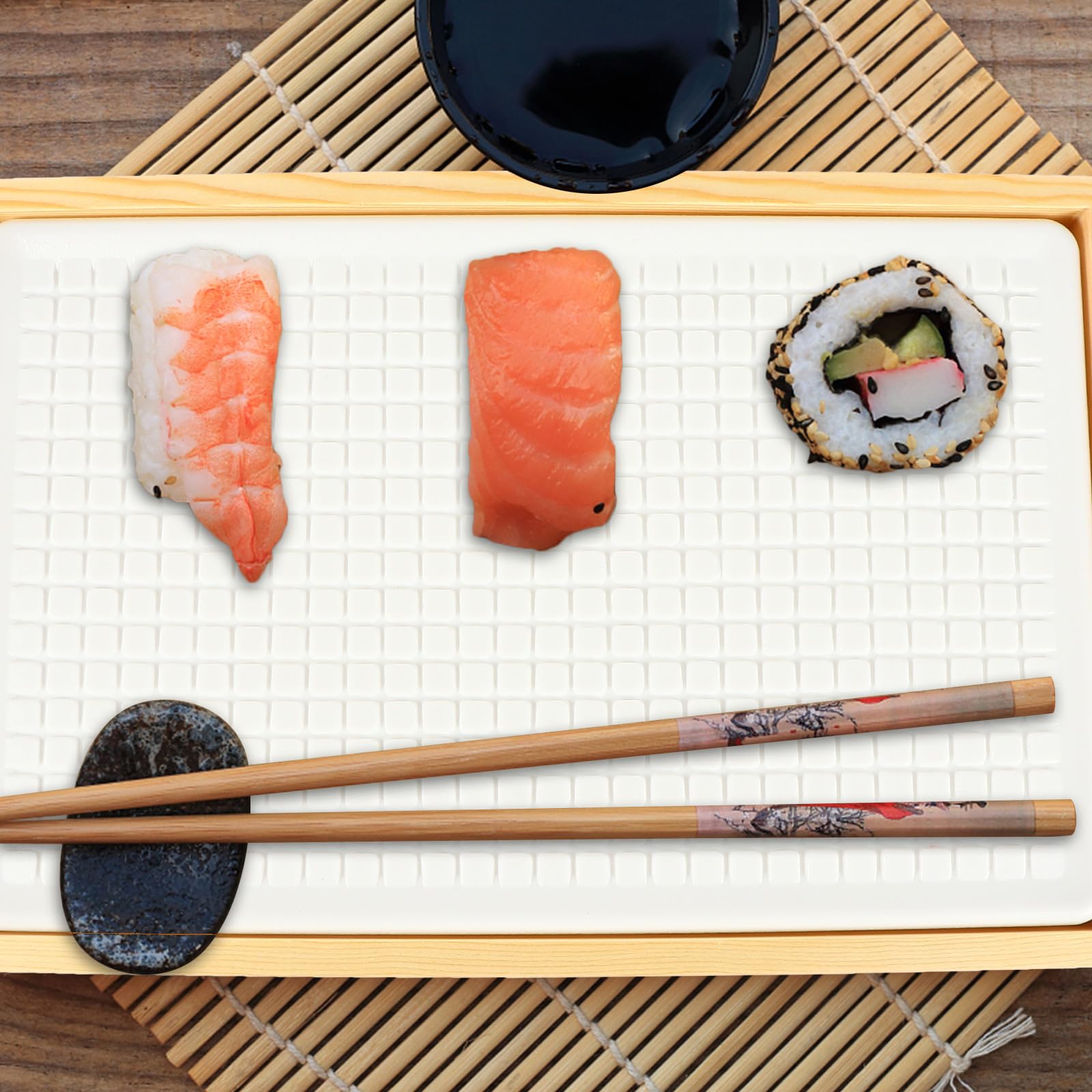Vassoio per Sushi e Salmone in Legno Piastra di Raffreddamento a Ghiaccio Freddo Rettangolare, Piatto di Frutti di Mare per Ristoranti e Buffet, Mantenimento Freschezza per Uso