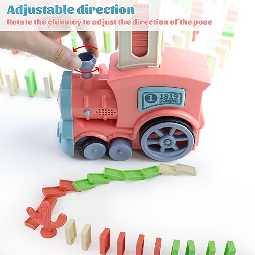 Miniatura 3 de Domino Train - 200 juguetes de tren de dominó apilables automáticos, juego de tren de dominó para niños con luces y sonido, bloques de dominó