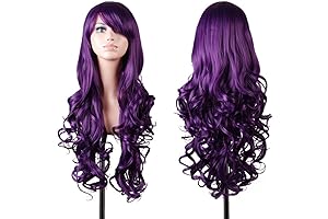 32 Inch Wavy Dark Purple Halloween Curly Costume Wig for Women