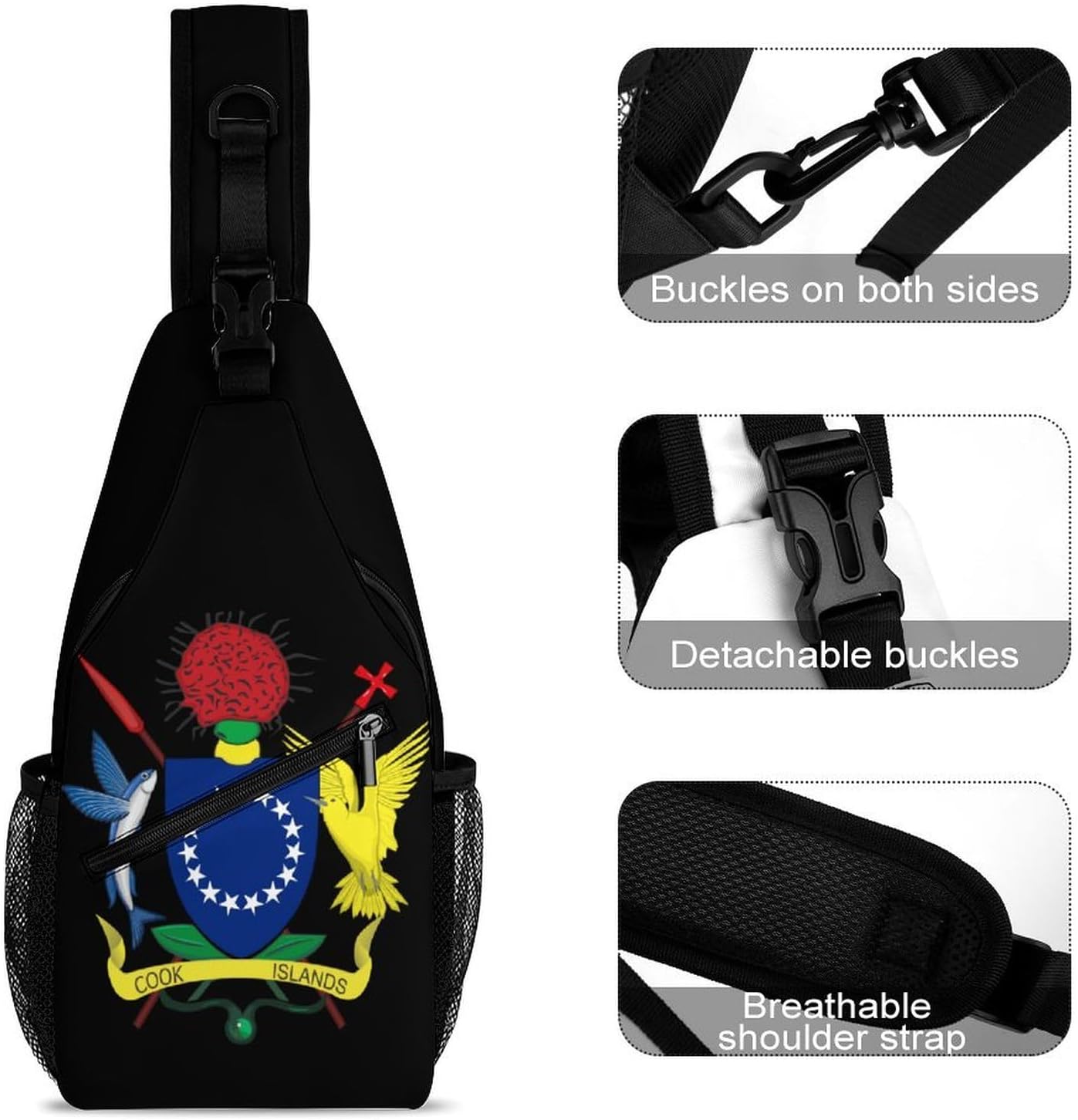 Coat of Arms of The Cook Islands Casual Sling Bag Backpack Shoulder Daypack