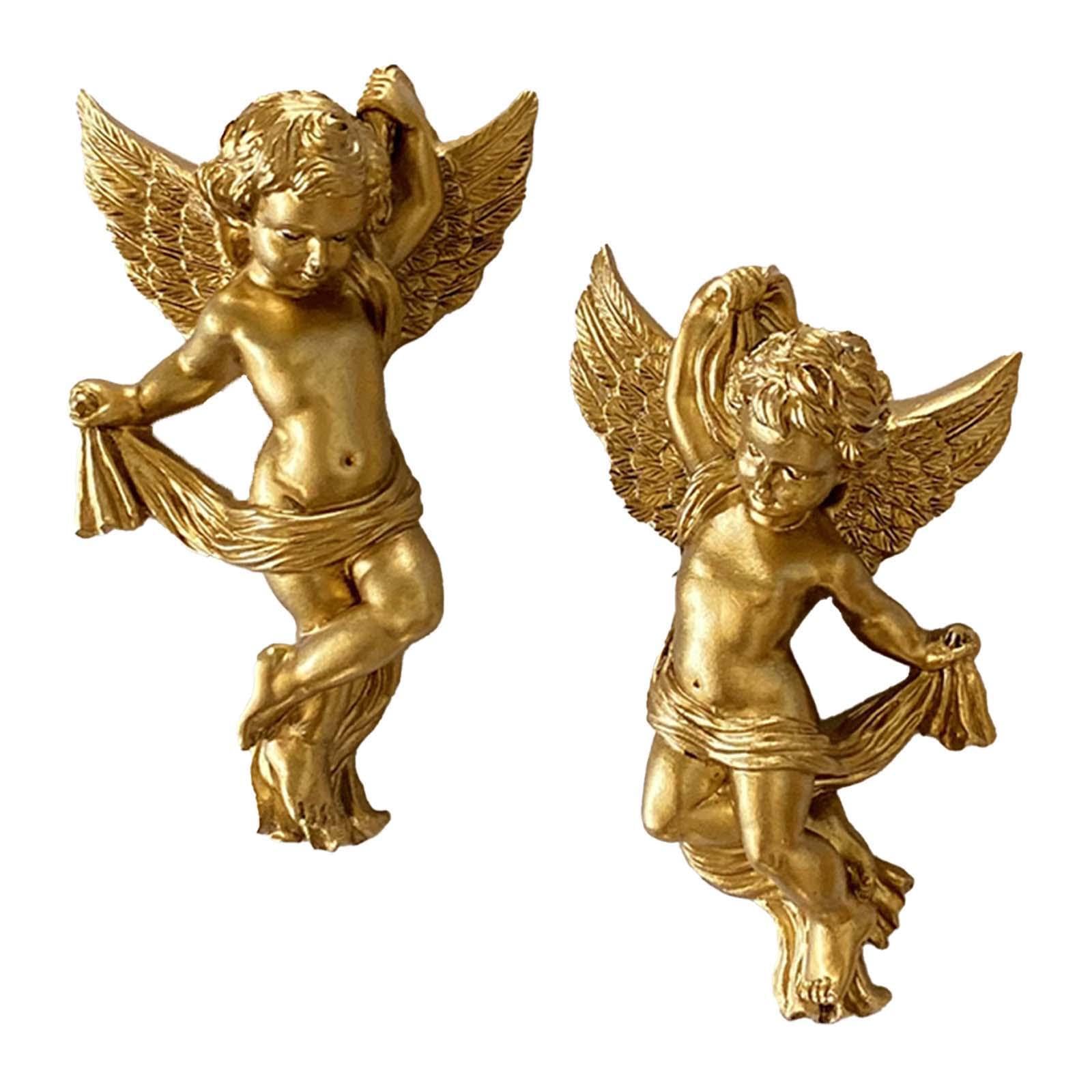 YIXANNX Handmade Angel Statue Figurines Home Decor Outdoor Indoor Beautiful Wall Sculpture Resin Crafts Unique Cherubs Art Decor Wall Sculpture Resin Crafts