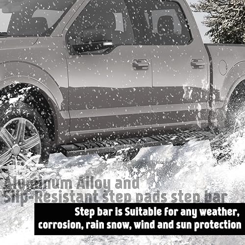 Miniatura 32 de PZ Estribos de acero inoxidable con espejo de 6 pulgadas, barra Nerf con escalón lateral, compatible con Ford F-150 2015-2024 2017-2024 F-250 F-350