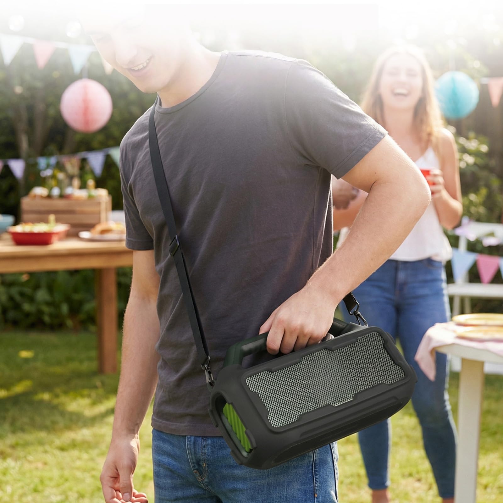 Funda Protectora de Silicona para Soundcore Boom 2 el Altavoz Funda Protectora Resistente al Polvo y a los Golpes de Tacto Suave con Correa para el Hombro.