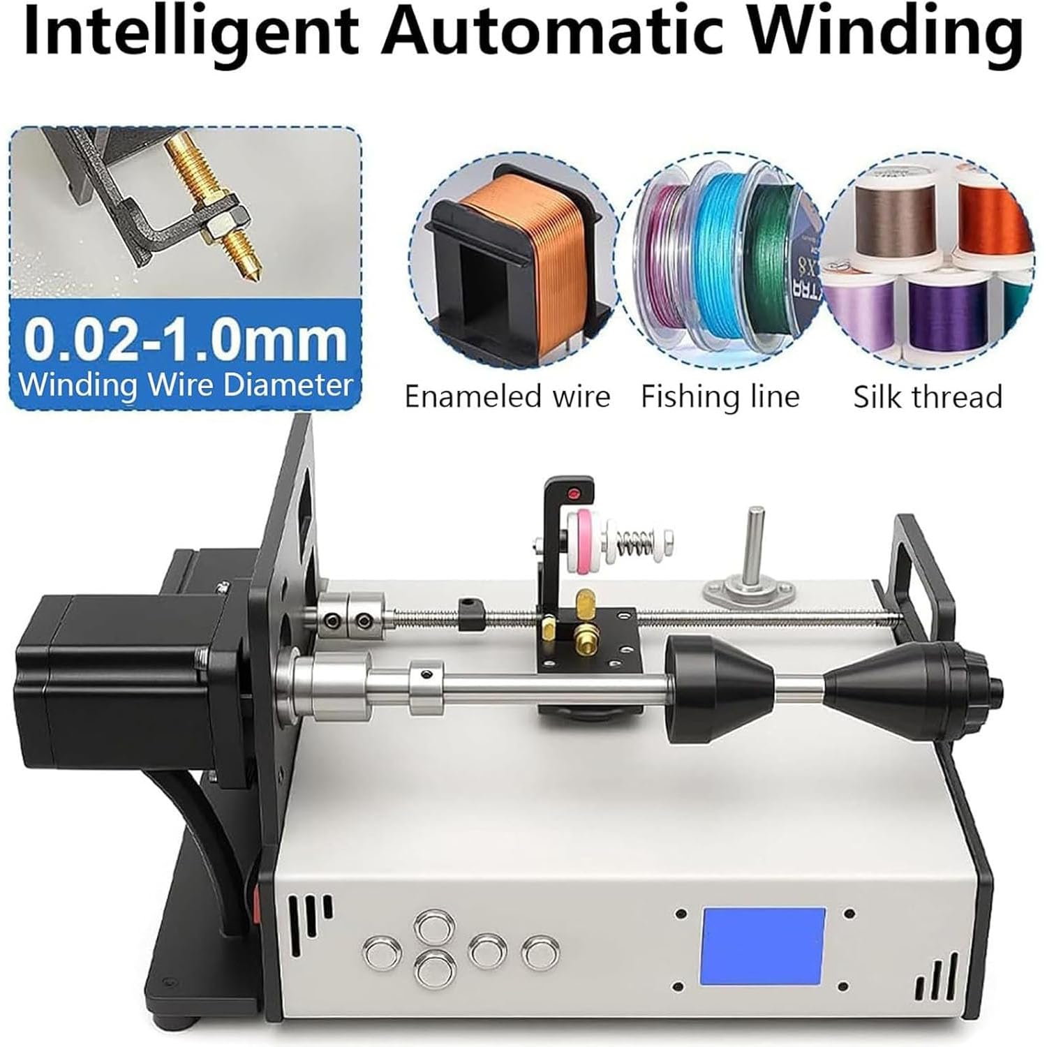 Automatyczna maszyna do nakręcania kabli z ekranem LCD Cyfrowa pamięć Precision Spacing 120-900 RPM Prędkość Regulowana dla taśm z metalowego drutu