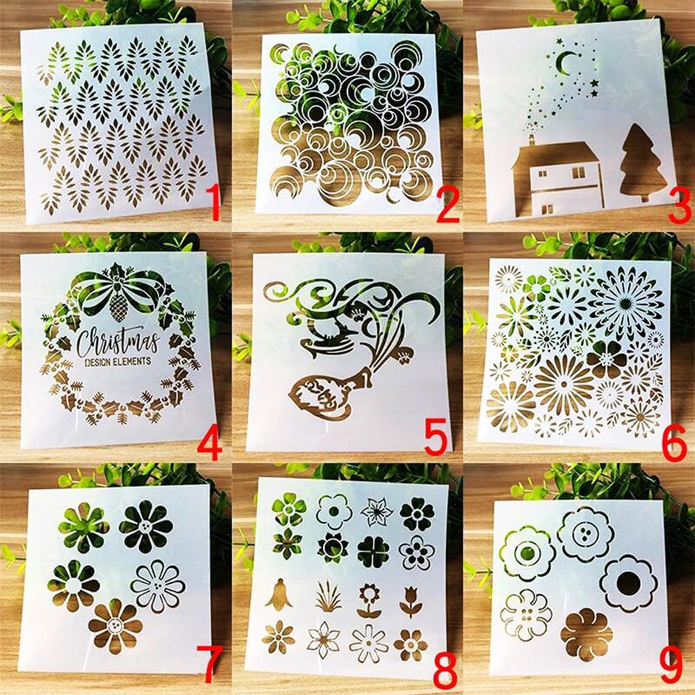 Plantillas De Pintura, Plantillas De Diario, Plantilla De Plantilla De Plantilla De Plantilla, para Diario, Cuaderno, Decoración De álbum, Dibujo Artesanal De Bricolaje, FLO, 9pcs Nature F