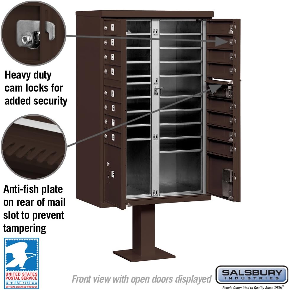 Salsbury Industries 3316SAN-U 16 A Size Doors, United States PostalSalsbury Industries 3316BRZ-U 16 A Size Doors, United States Postal Access Type III Cluster Box Unit, Bronze