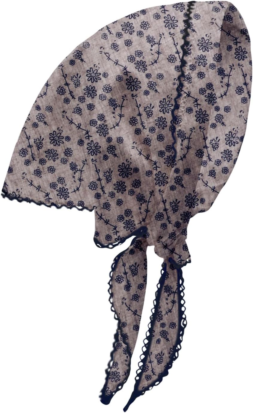 Triangle Head Scarf for Women, Cotton Bandanas Casual Picnic Beach | Linen Floral Triangle Scarf, Tiny Flower, Thin Fabric, 36.2'' x 21.6'' Soft Size, Wavy Edge, Cute Look, for Daily Travel Date