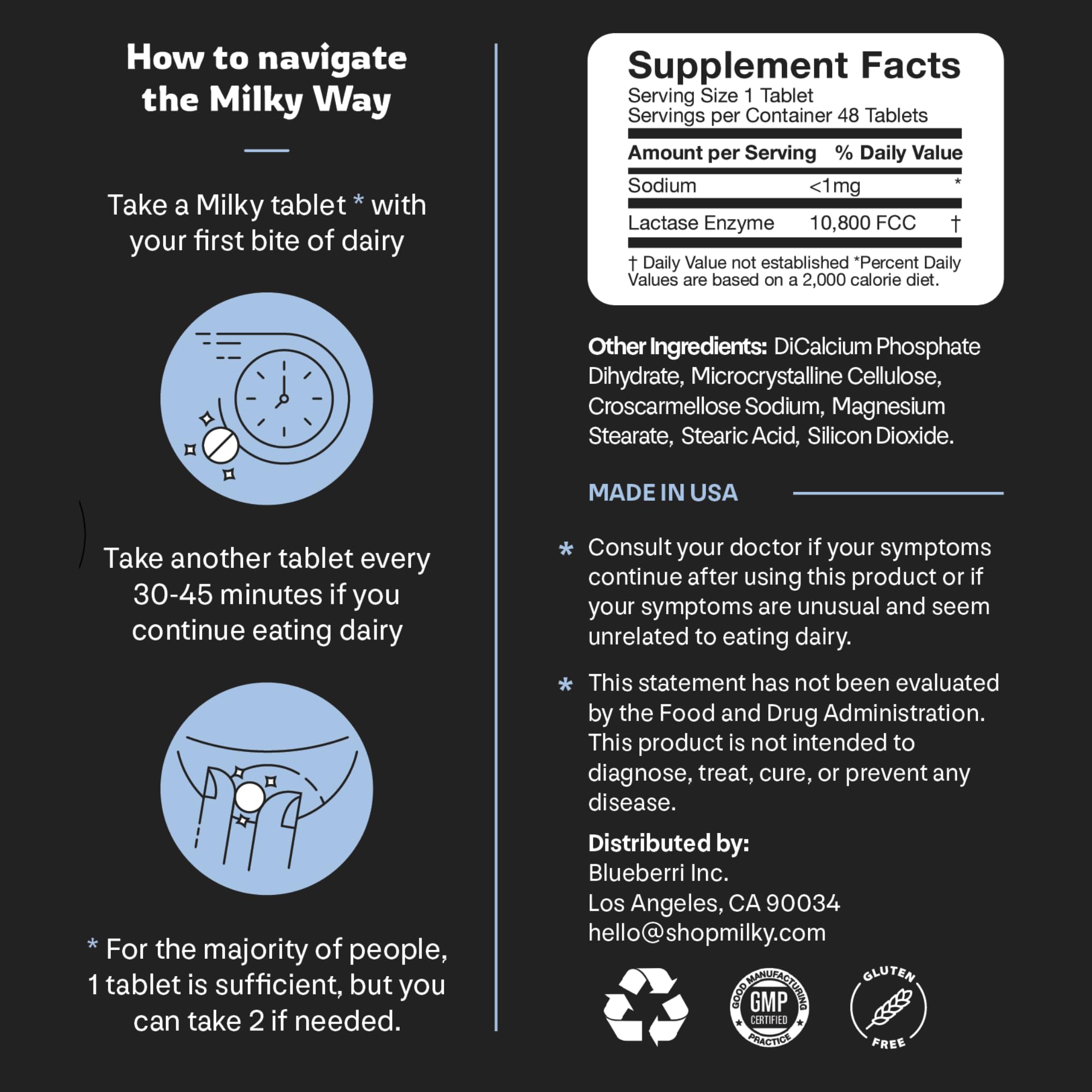 Milky Lactose Intolerance Pills - 10,800 FCC - Dairy Relief for Lactose Intolerance - Lactase Enzyme Tablets - Portable Credit Card Sleeves - Bloating & Gas Relief (48 Count Astral Violet) — Amazon image 11