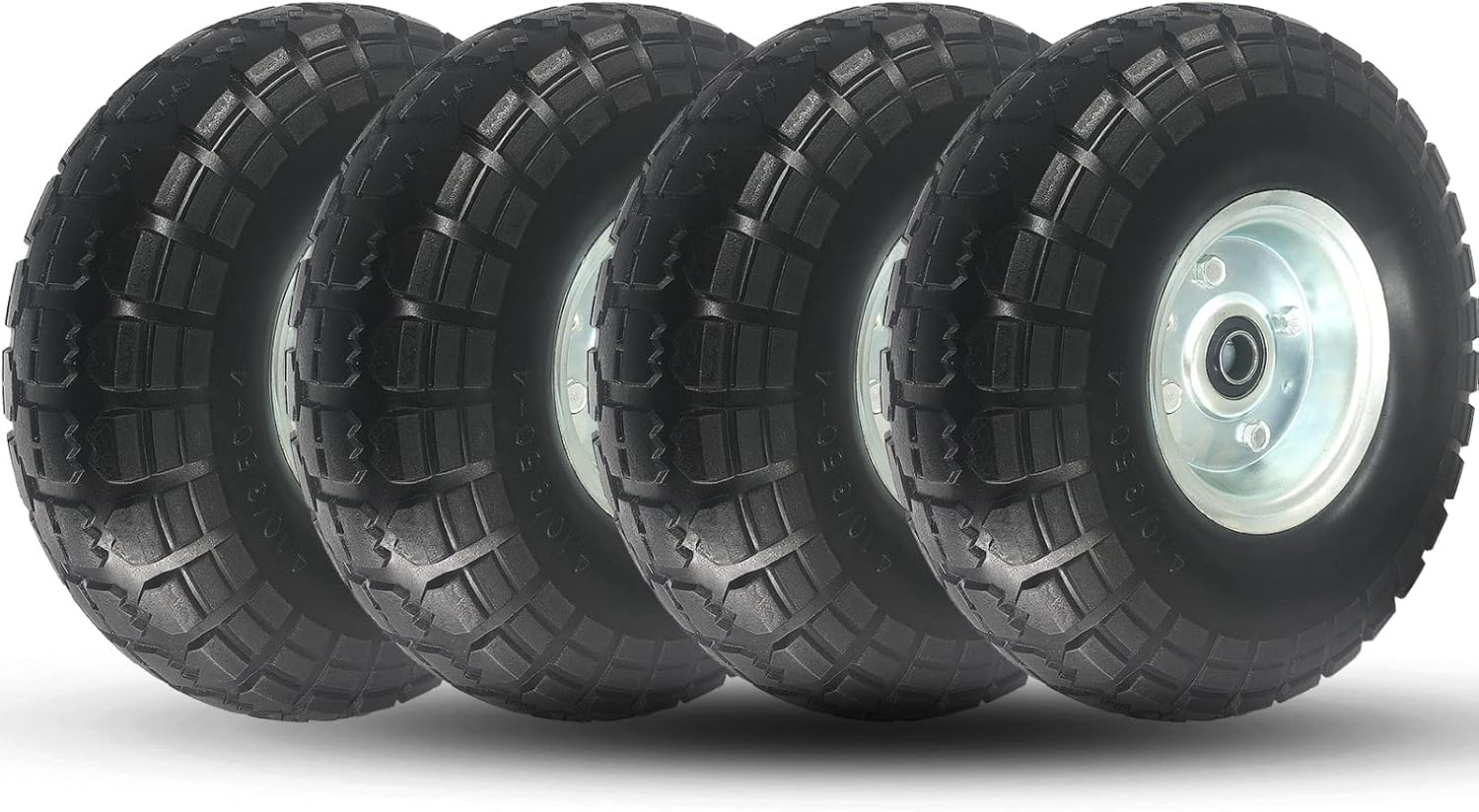 4.10/3.50-4 tire and Wheel Flat Free,10" Solid Tire Wheel with 5/8" Bearings,2.1" Offset Hub,for Gorilla Cart,Garden Carts,Dolly,Trolley,Dump Cart,Hand Truck/Wheelbarrow/Garden Wagon (4 Pack-Silver) : Patio, Lawn & Garden