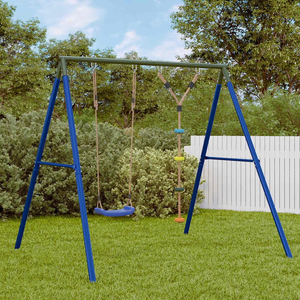 Set altalena con sedile a dondolo e altalena da arrampicata in acciaio verniciato per bambini dai 3 ai 10 anni, attrezzo da gioco da giardino con corda da arrampicata e tavola