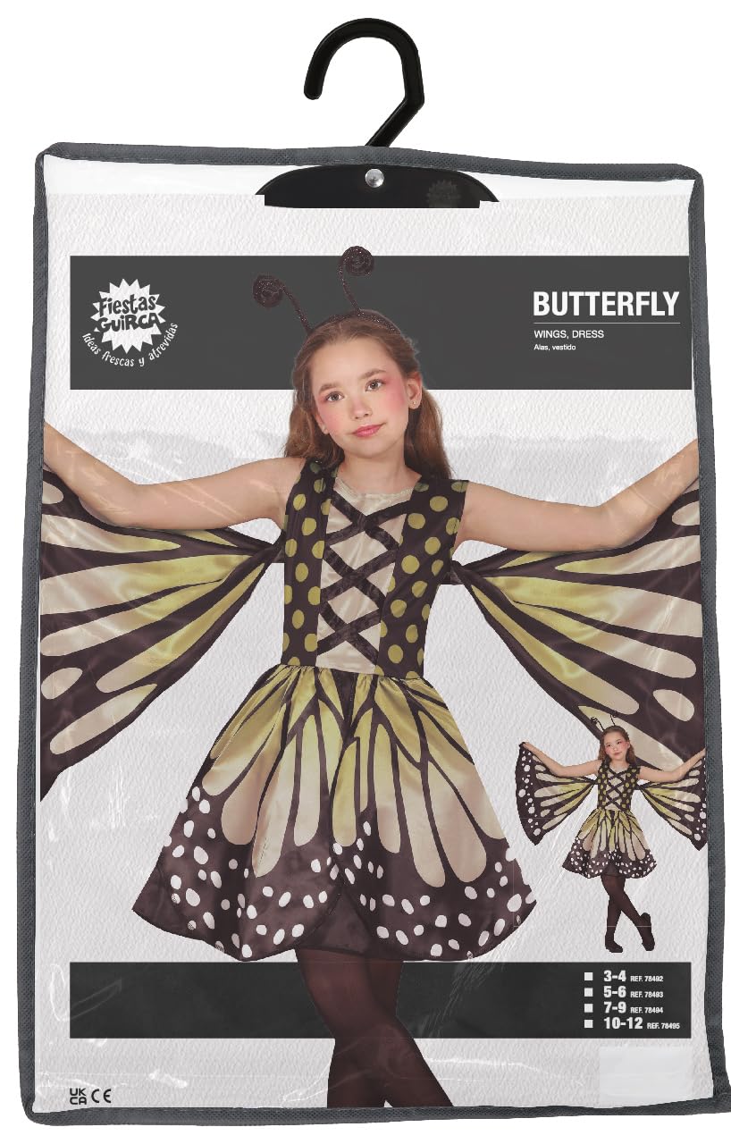 FIESTAS GUIRCA Marvelous Butterfly Girls Fancy Dress Costume, Yellow Monarch Butterfly Dress with Wings - Image 4