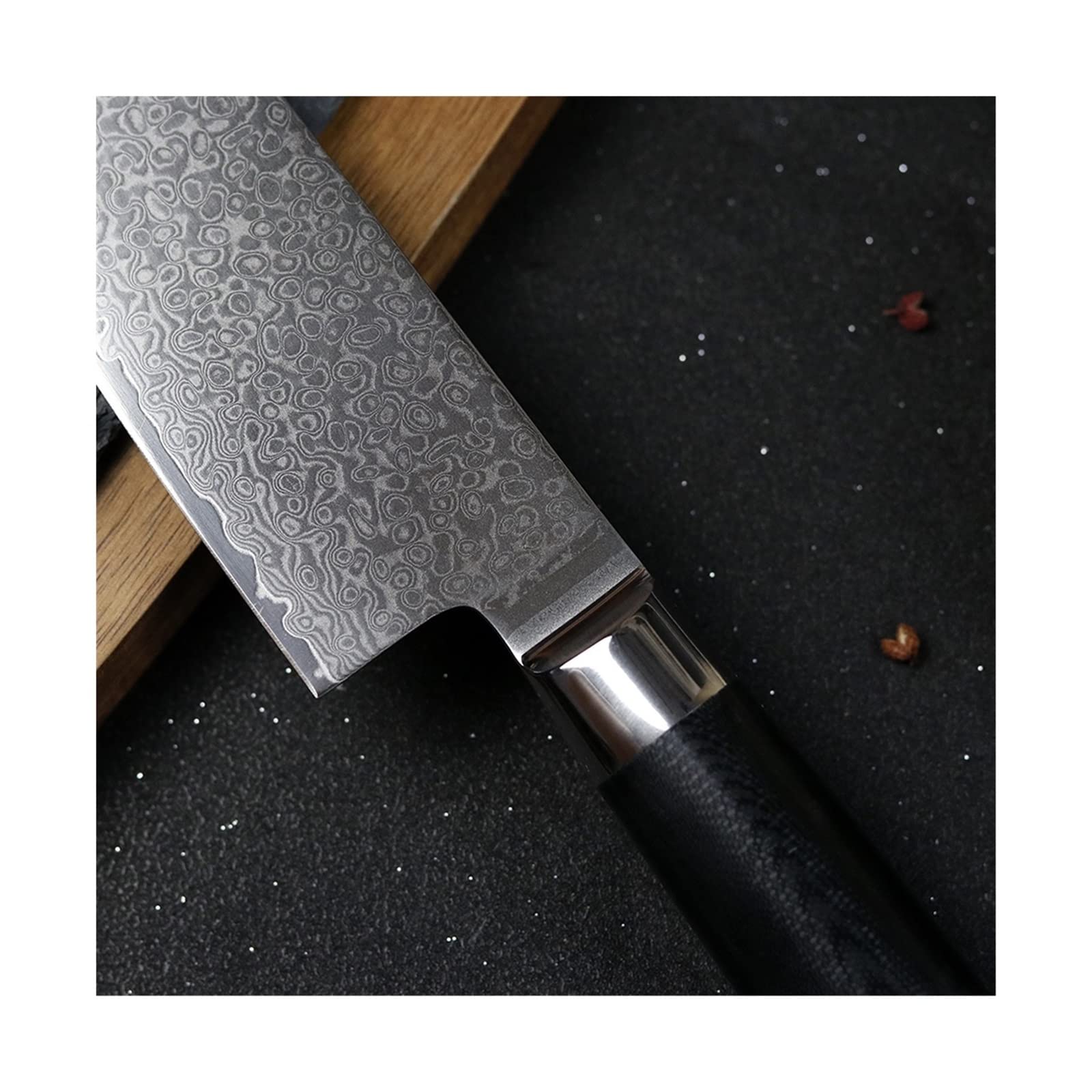 Küchenmesser 5-teiliger Set VG10 Damaskus Steel Blade G10 rundes Griff scharfe scharfe Fleisch und Gemüse Schneidwerkzeug Koch Messer