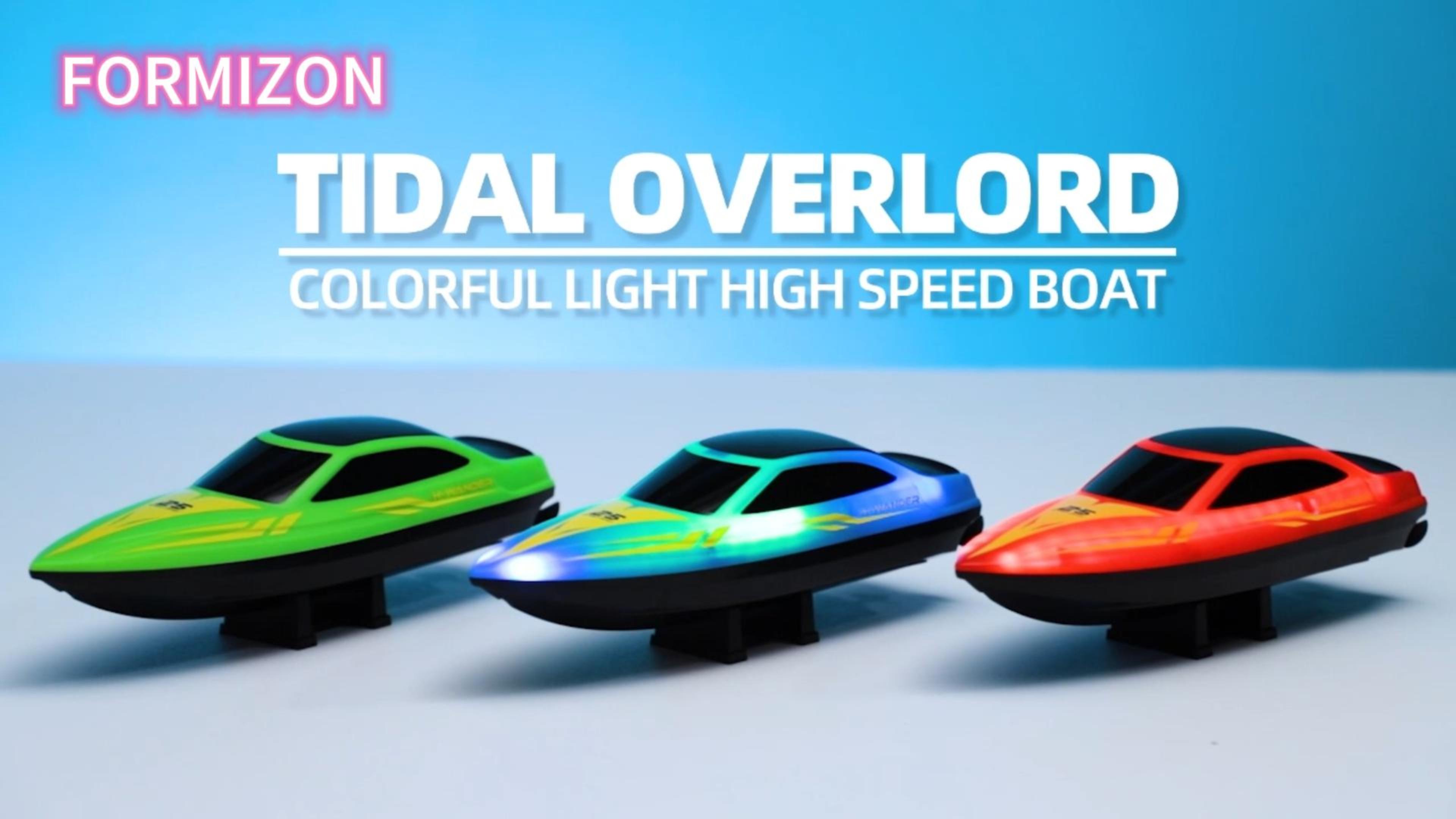 FORMIZON Remote Controlled Boat, 15 km/h RC Boat with 7 LED Light Modes, 2.4 GHZ Children's Remote Controlled Boat for Swimming Pool and Lakes, RC Racing Speedboat Autonomy 120 Minutes (Blue FORMIZON Remote Controlled Boat, 15 km/h RC Boat with 7 LED Light Modes, 2.4 GHZ Children's Remote Controlled Boat for Swimming Pool and Lakes, RC Racing Speedboat Autonomy 120 Minutes (Blue