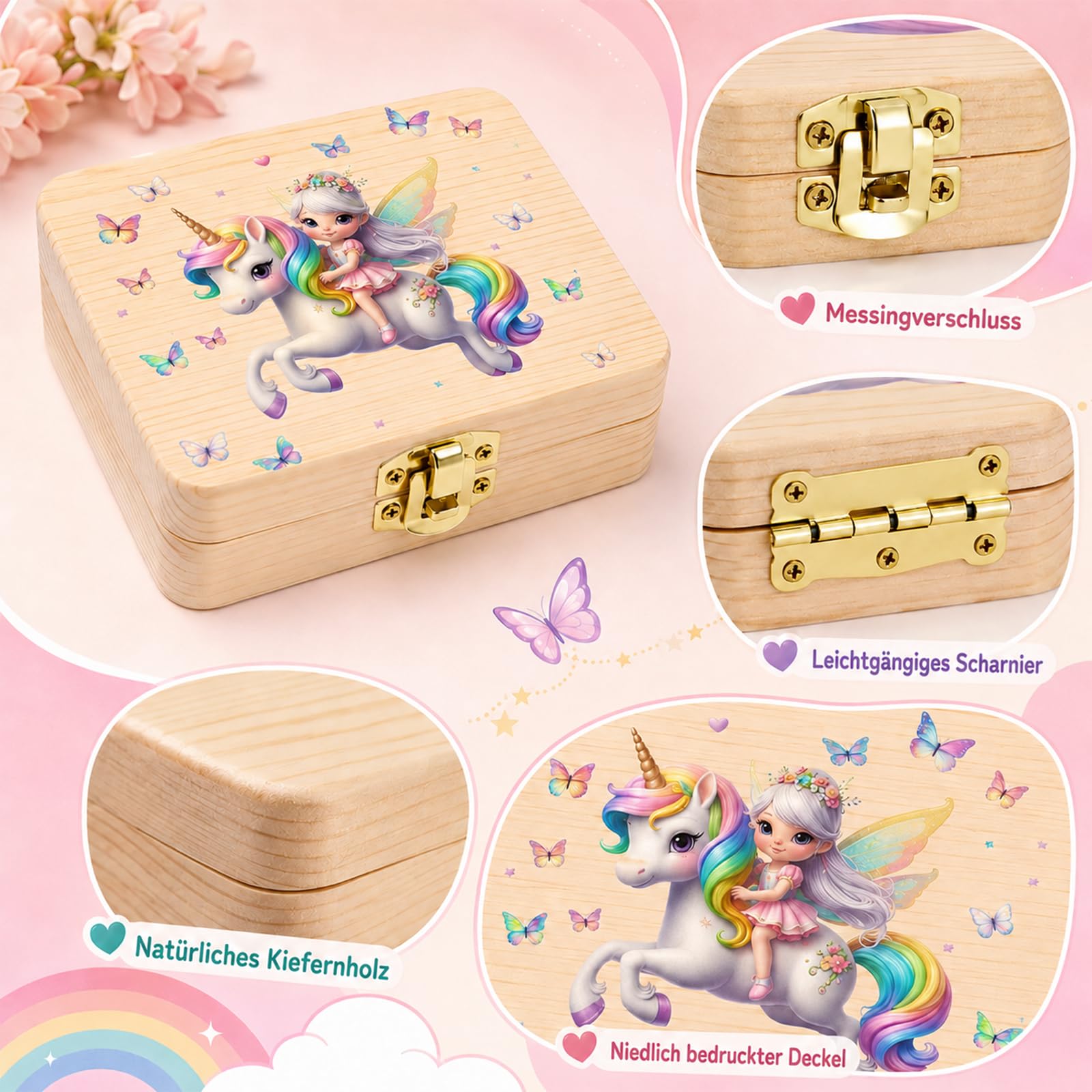 Caja de dientes de madera para dientes de leche, regalo para niñas, caja de dientes, caja de dientes de leche, caja de almacenamiento para dientes de leche, caja de recuerdos para niños