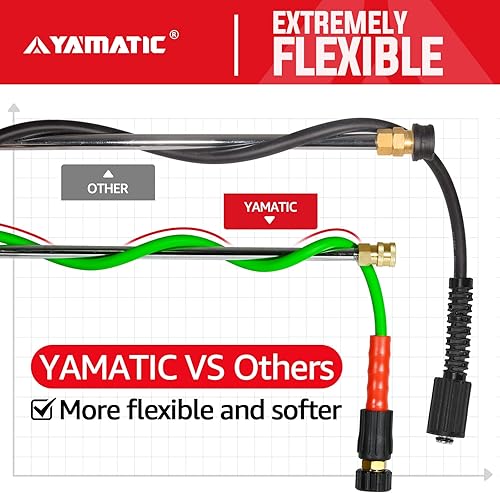 Miniatura 2 de YAMATIC Manguera flexible superior para lavadora a presión de 50 pies y 14 pulgadas, resistente a las torceduras, repuesto para Flexzilla Uberflex