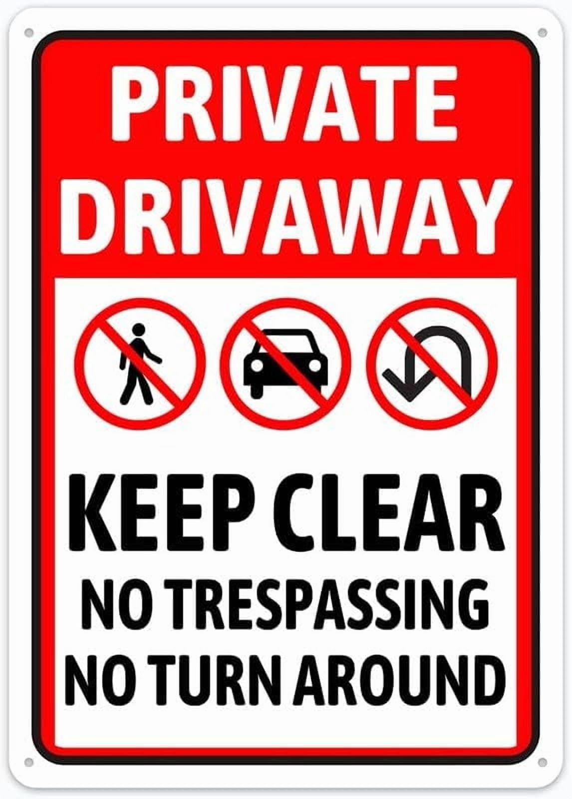 (2-Pack) Metal Tin Sign Private Drivaway Keep Clear No Trespassing No Turn Around Sign Restriction Alert Attention Caution Warning Notice 8"X12" Sign Plate