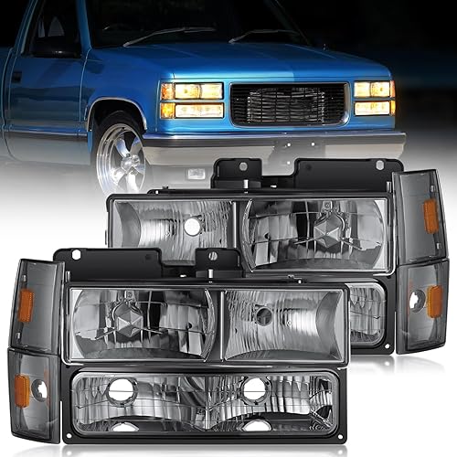 Nilight Conjunto de faros delanteros compatible con Chevrolet GMC CK 1988 1989 1990 1991 1992 1993 1988-1993 Silverado Suburban Sierra Blazer Tahoe