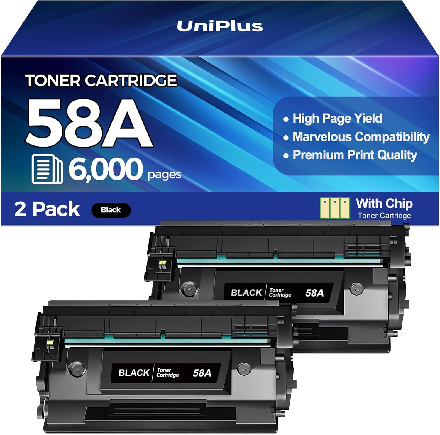 Compatible 58A CF258A HP Toner Cartridge with Chip M404 M428 Toner Ink Cartridges 58X Black Work with HP Laser Jet MFP M428fdn M428dw M428fdw Pro M404n M430f M406dn Printer 2 Pack