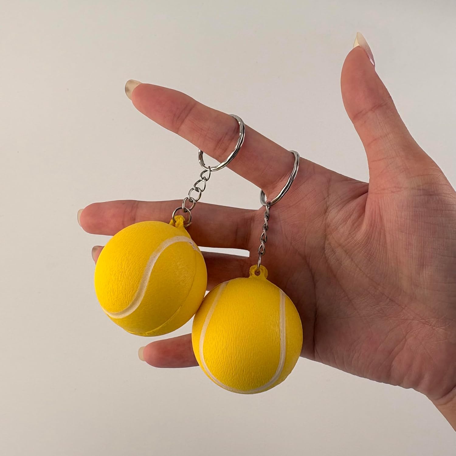 Bulk Custom Logo Tennis Ball Keychains 1.6" PU Keyring for Car Keys, Business Promotion & Sports Teams