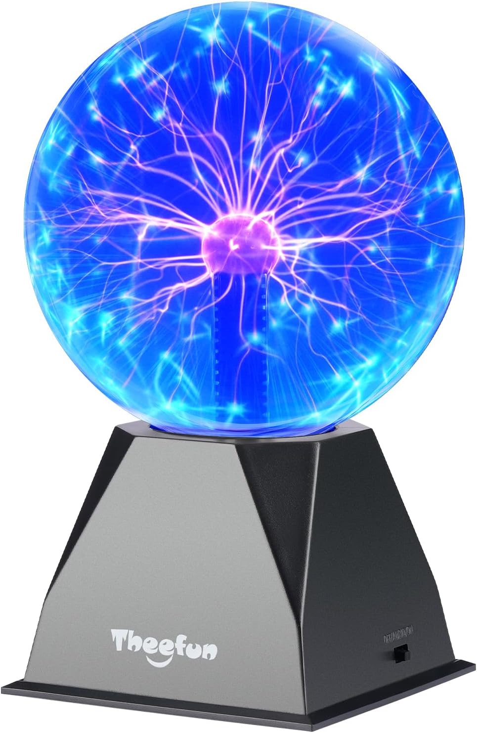 Theefun Blue Plasma Ball: True 6 Inch Ball with 3.5 Inch Base, Plasma Globe Birthday Gifts Touch & Sound Sensitive Lamp Electric Lightning Novelty Light for Parties, Home, Prop, Room Decoration