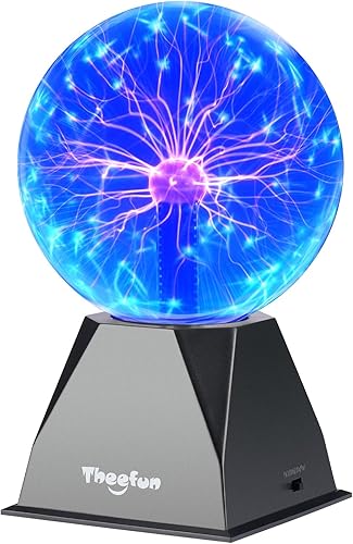 Bola de plasma azul de Theefun: bola verdadera de 6 pulgadas con base de 3.5 pulgadas, esfera de plasma, regalos de Navidad, lámpara sensible al