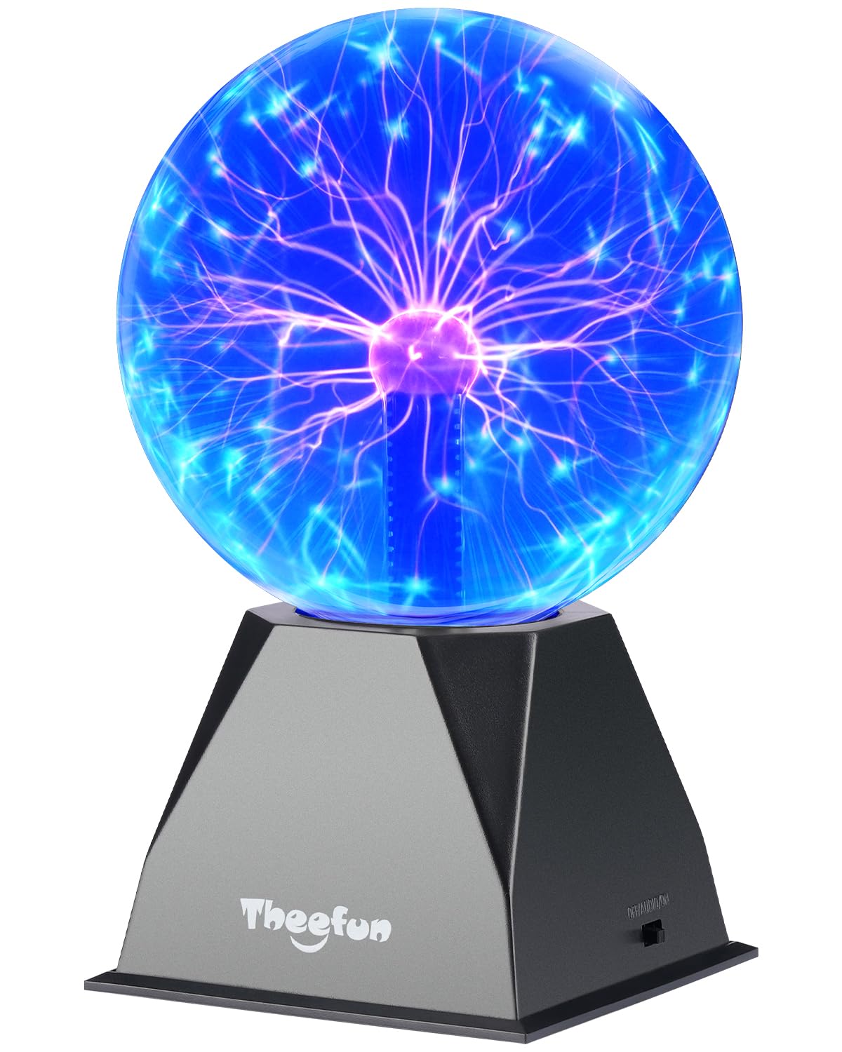 Theefun Blue Plasma Ball: True 6 Inch Ball with 3.5 Inch Base, Plasma Globe Birthday Gifts Touch & Sound Sensitive Lamp Electric Lightning Novelty Light for Parties, Home, Prop, Room Decoration