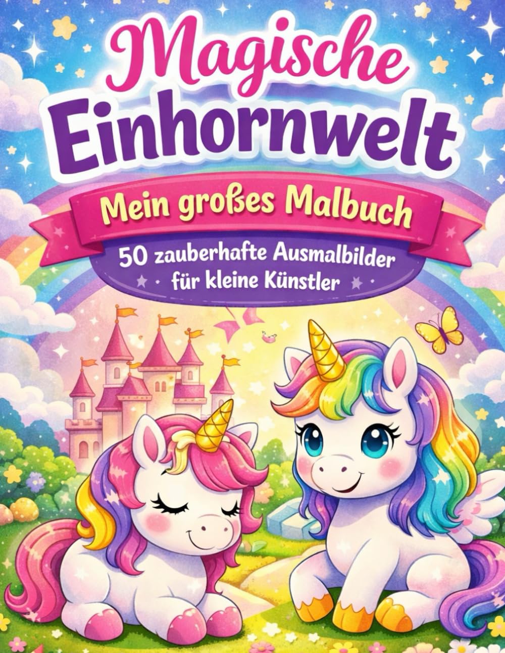 Magische Einhornwelt – Mein großes Malbuch: 50 zauberhafte Ausmalbilder für kleine Künstler
