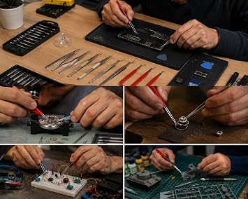 Profesyonel Cımbız Seti, Paslanmaz Çelik, 7 Parça, Antimanyetik Ve Korozyana Dayanıklı Elektronik ve Takı Tamiri için