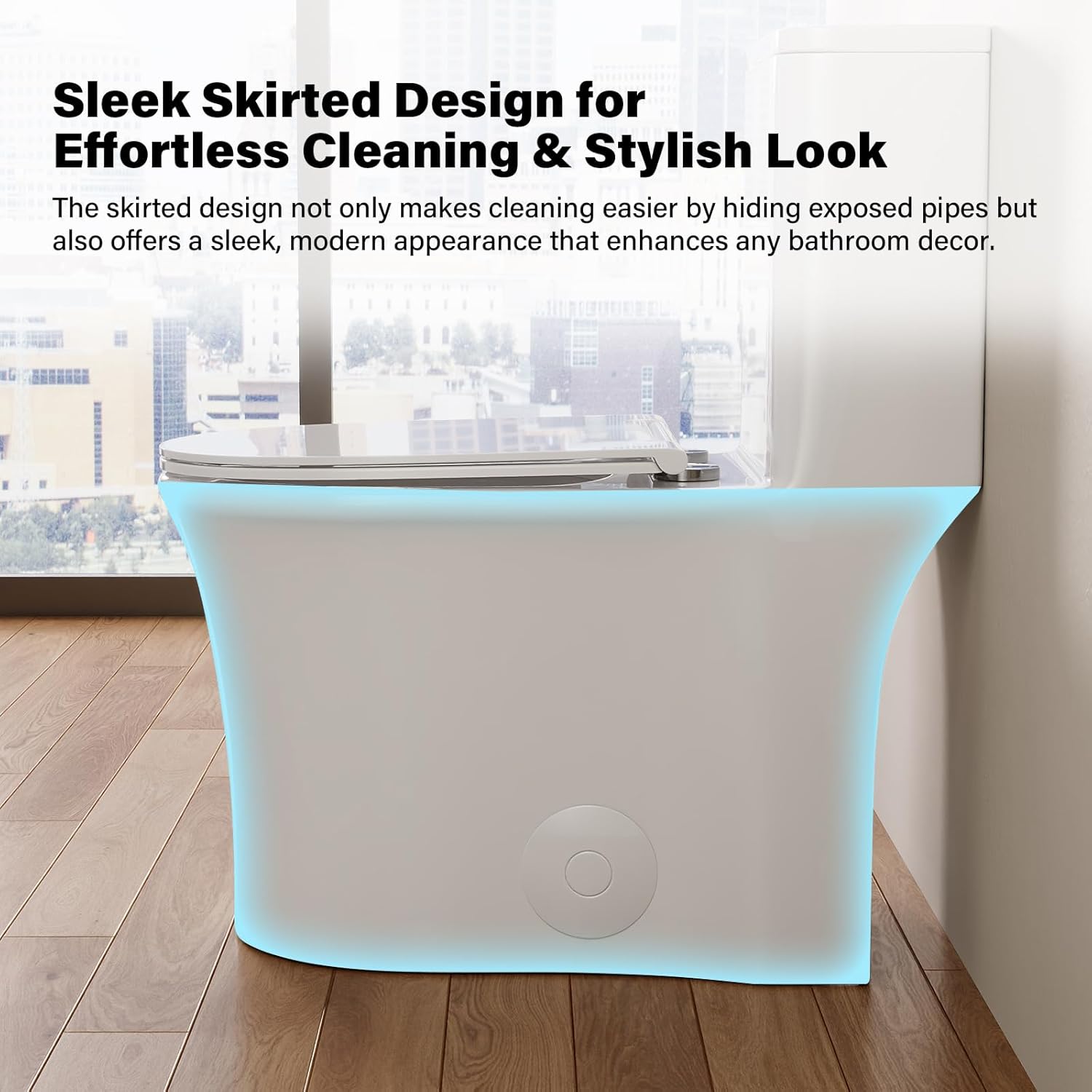 DeerValley One Piece Toilet, Elongated Toilet for Bathroom with 17.24" Comfortable Chair Seat Height, Dual Flush 0.8/1.28 GPF and MAP 1000g,12" Rough-In Modern Toilet Bowl