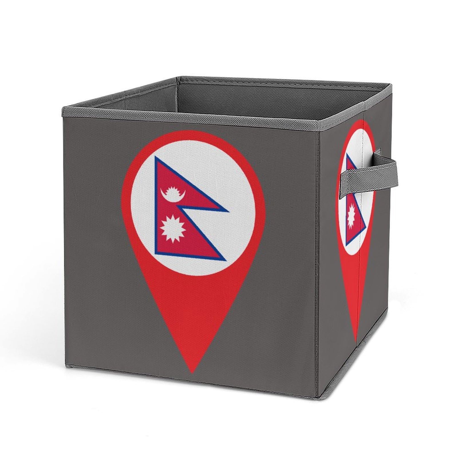 Pointed Nepal Flag 10.6 Inch Collapsible Fabric Storage Bins with Dual Handles for Organi…