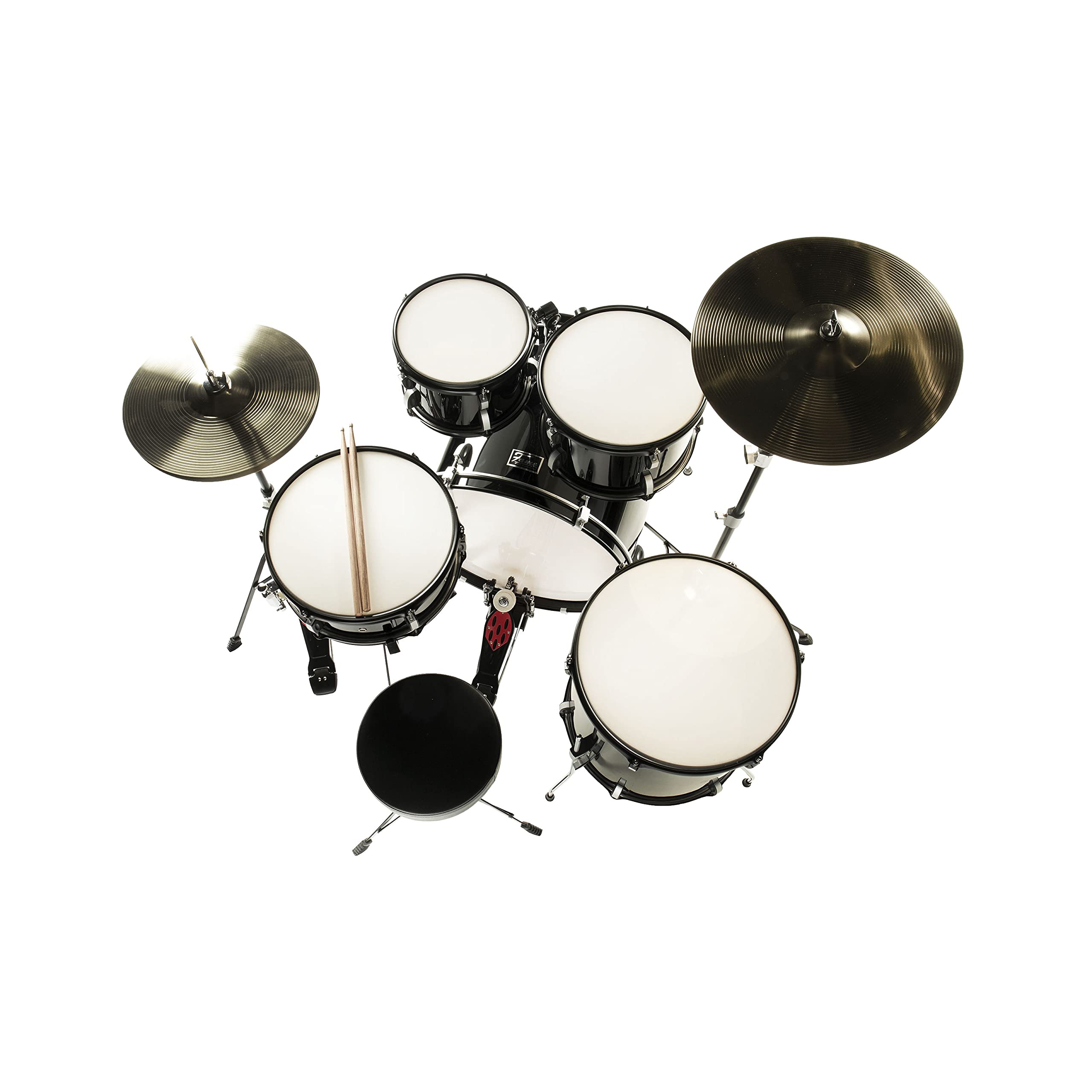 Fame FS22B First Step Rock Set, Piano Black, Komplettes Drum-Set, 22" BassDrum, Mischholz Kessel, Inklusive Hardware & Becken, Ideal für Anfänger und Schlagzeug-Einsteiger"