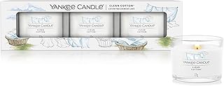Scented Candles Gift Set, Clean Cotton Filled Votive Candles, Soy Blend Wax Mix, 3 Count