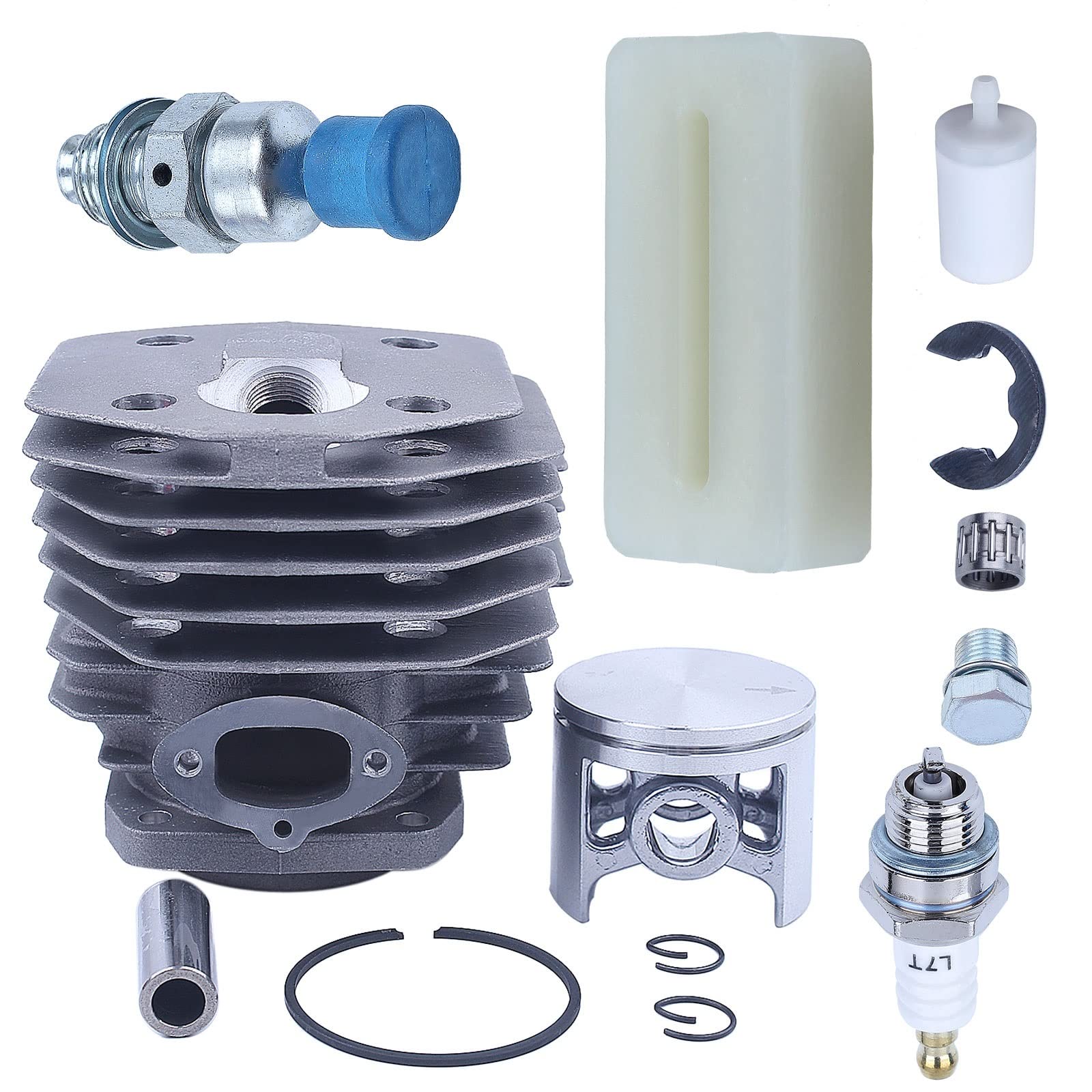 IWBR Kit de carburador de cojinete de pistón de cilindro de 45mm apto for Husqvarna 154 254 154XP 254XP pieza de motosierra bujía filtro de combustible de descompresión