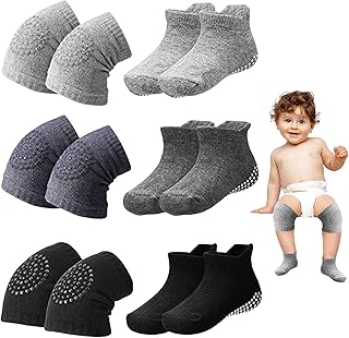 Xinjieda Baby,Clothing,Baby Boys 0-24m,Socks & Tights,Leg Warmers Xinjieda 3 Pairs Baby Knee Pads for Crawling 3 Pairs Non-Slip Socks, Anti-Slip Knee Protectors Learn to Socks for Toddler Infant Boys Girls