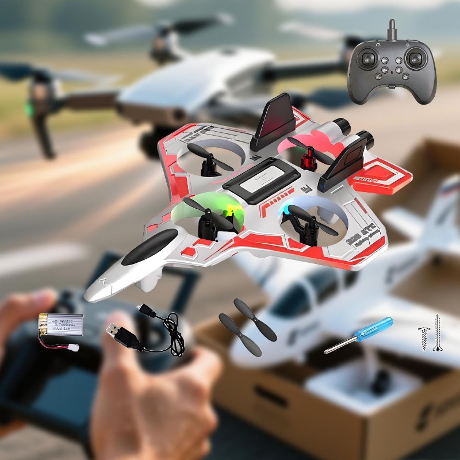 1 Avión de Juguete RC de Espuma con Control Remoto, Luces LED, Función, Material EVA, Adecuado para Niños Entusiastas, Blanco 1 Batería 300