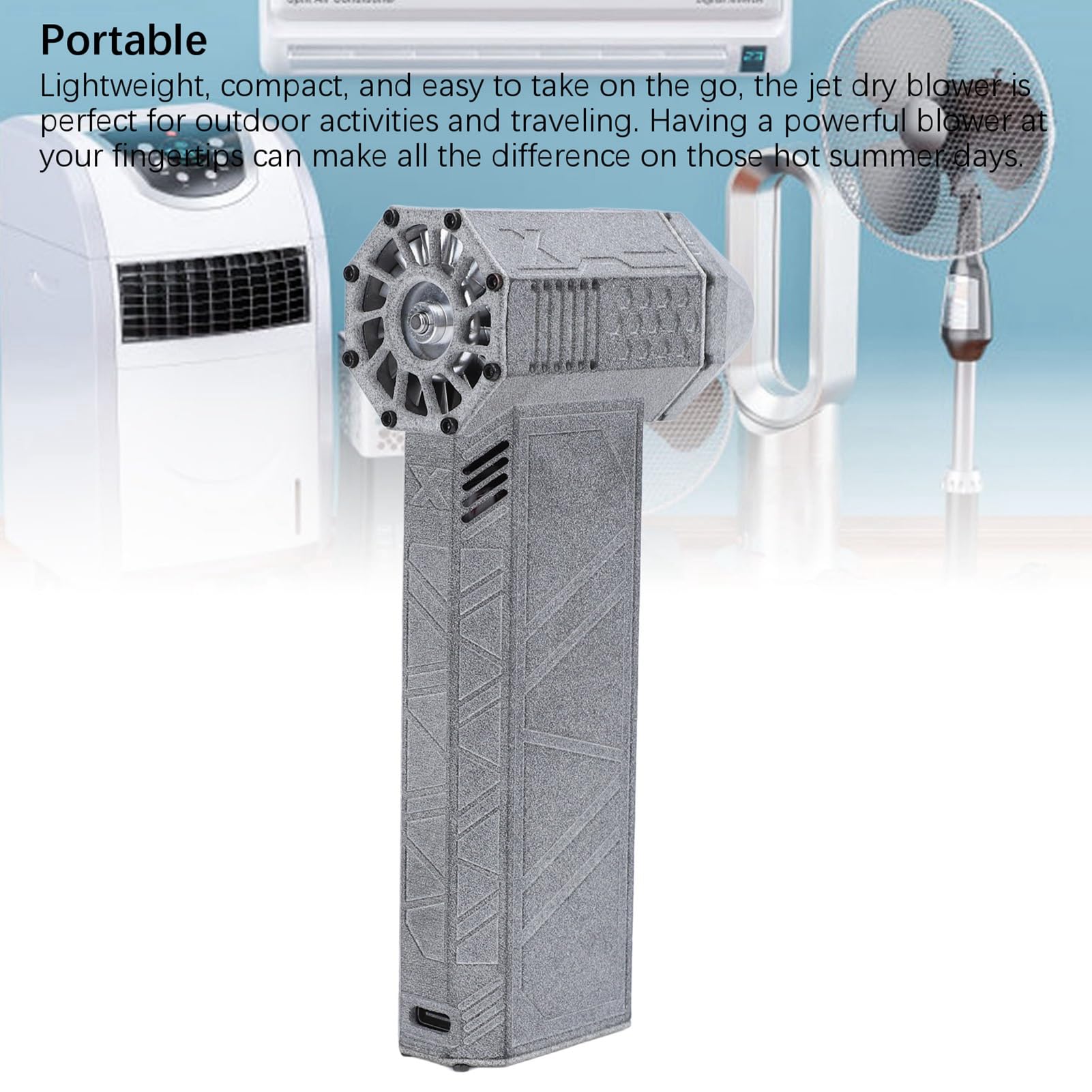 Ventilador Turbo con soplador seco, Plumero de Aire eléctrico Recargable de Alta Potencia, Motor sin escobillas de 150000 RPM con Cuerpo de aleación de Aluminio, soplador portátil (Gris)