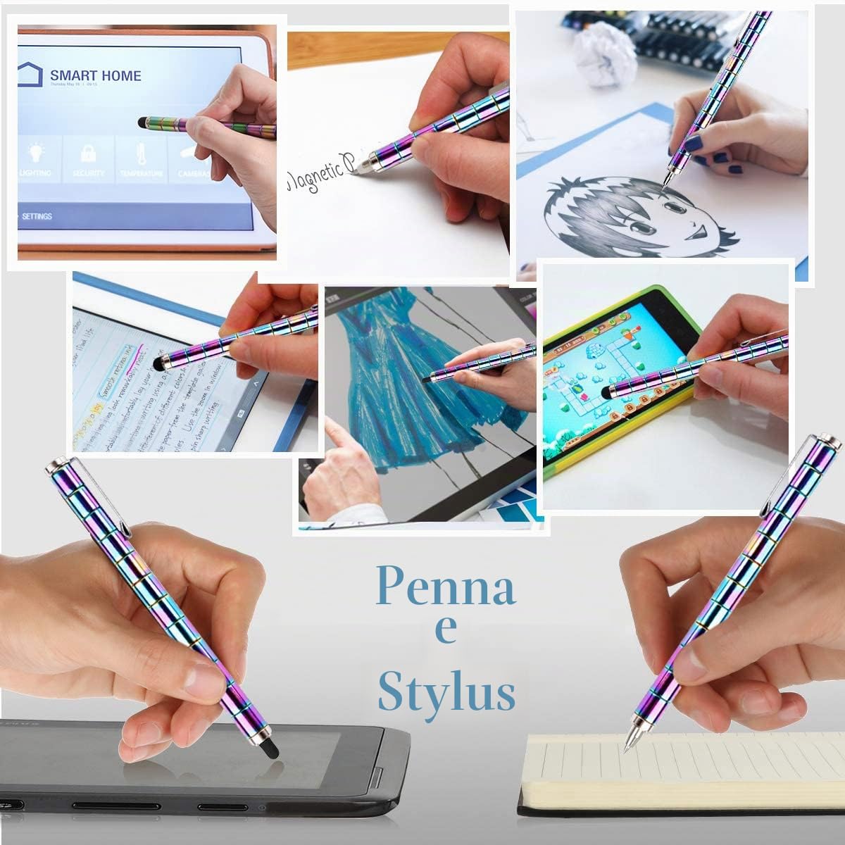Fidget Pen, Strato Penna, Penna Antistress per scrittura con magnete a decompressione multifunzionale, miglior regalo per gli amici (arcobaleno)