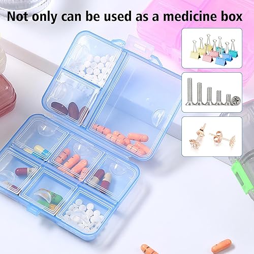 Miniatura 7 de CHERUBCARE Organizador de pastillas de viaje, 1 paquete, farmacia de bolsillo, 7 compartimentos, organizador de píldoras diario, pastillero