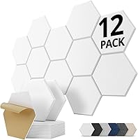 Vista 11 de Paneles de pared acústicos hexagonales autoadhesivos, paquete de 12 azulejos absorbentes de sonido para paredes y puertas, panel interior decorativo