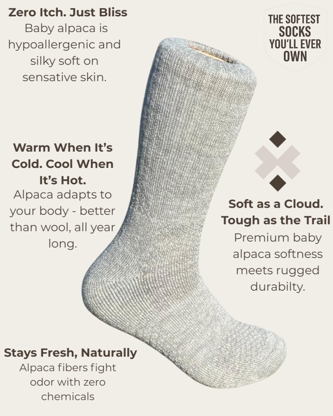 Baby Alpaca Hiking Socks – Premium Outdoor Crew Socks for Men & Women – Ultra-Soft, Breathable, Durable - Image 4